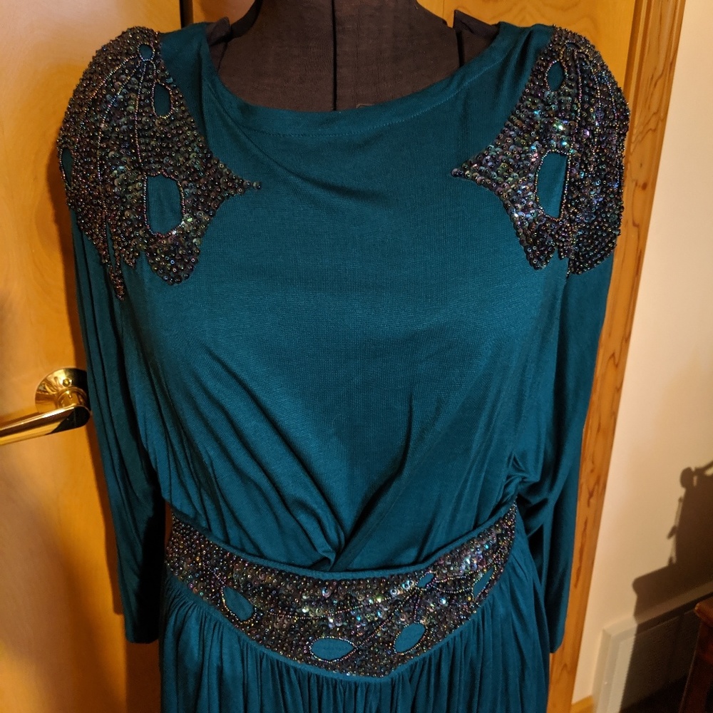 Beaded and sequined skirt/top ensemble
